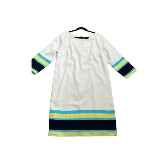 Ann Taylor knee length ivory color block 3/4 sleeves dress size 14T - Picture 4 of 10